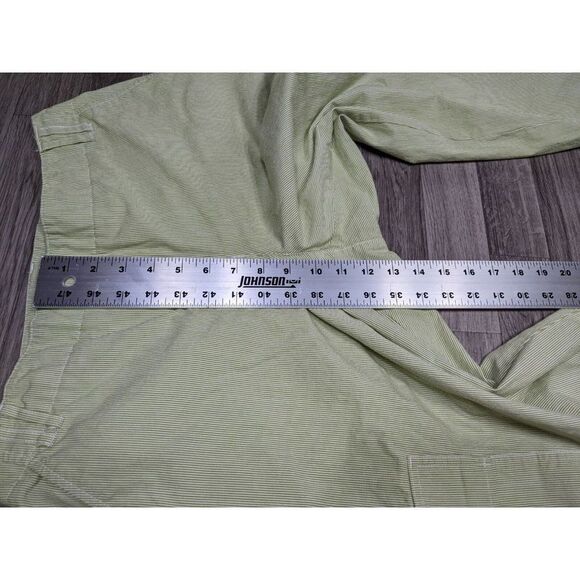 Chicos Womens Size 2 Cargo Pockets Green White Striped Cotton Capri Pants - Picture 9 of 10